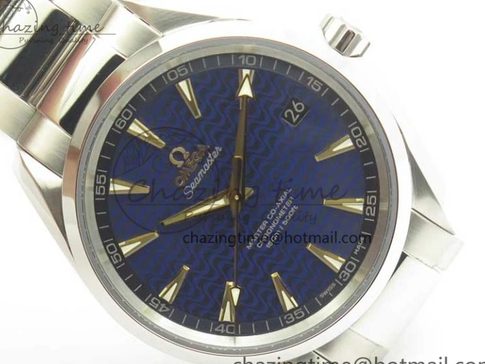 0127 Aqua Terra 150M SS VSF 1:1 Best Edition Blue Wave Textured Dial YG Hand on SS Bracelet A8500 Super Clone Sporty 8026